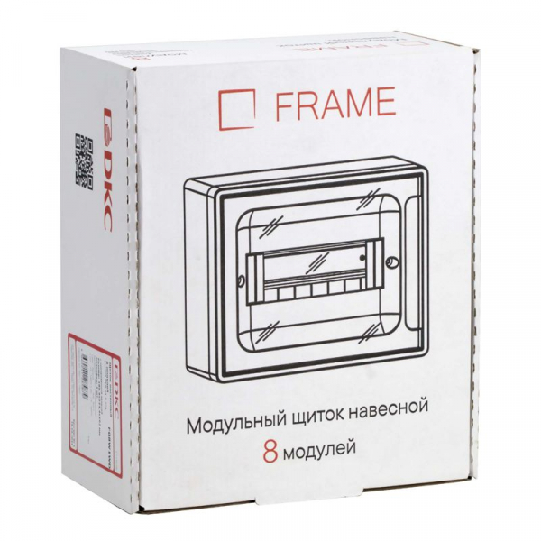 Щиток 8 мод. настенный FRAME с тонированной дверцей с 2 шинами PEN на 6 и 8 отв. бел. DKC F08W1WD