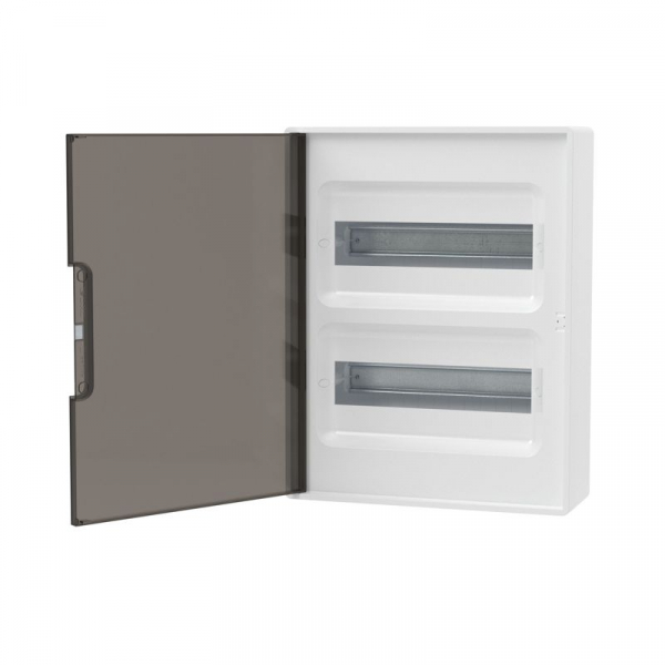 Щиток настенный 24мод. FRAME с тонированной дверцей с шин. PEN 2шт 8 отв. + 2шт 6 отв. бел. DKC F24W1WD