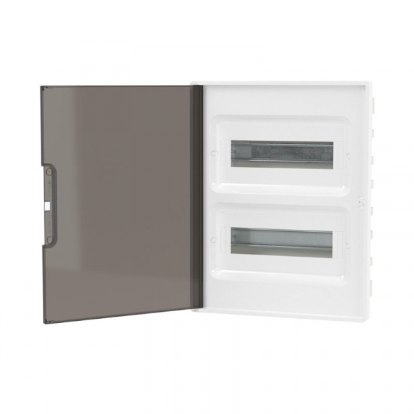 Щиток встраиваемый FRAME 24мод с тонированной дверцей с 4 шинами PEN (2шт на 8 отверст. и 2шт на 6 отверст.) бел. DKC F24B1WD