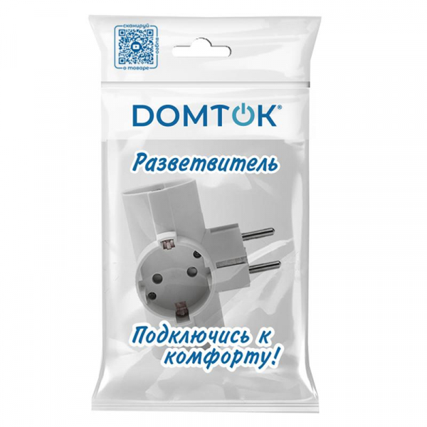 Разветвитель 3-м Т-образный с выключателем с заземл. 16А 3500Вт 250В бел. DОМТОК 2663