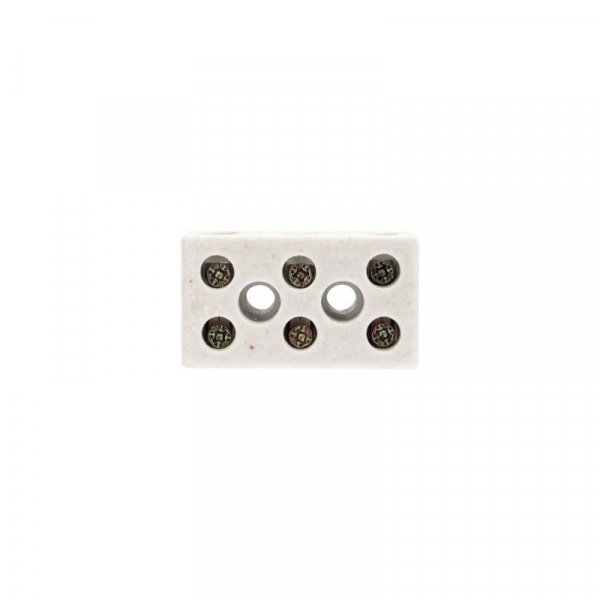 Клемма керамическая винтовая 12кв.мм 3 пары контактов с крепежным отверстием (уп.45шт) Rexant 07-6227