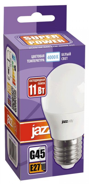 Лампа светодиодная PLED-SP 11Вт G45 4000К нейтр. бел. E27 230В/50Гц JazzWay 5019362