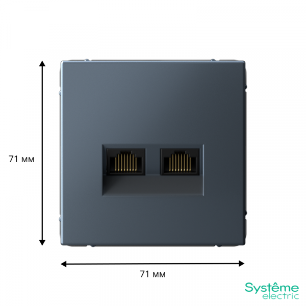 Розетка компьютерная 2-м ArtGallery RJ45 + RJ45 кат.5E механизм грифель SE GAL000785