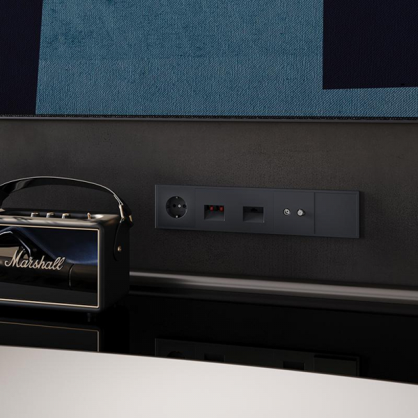 Розетка компьютерная 1-м СП S70 RJ45 кат.6 механизм графит Voltum VLS060107