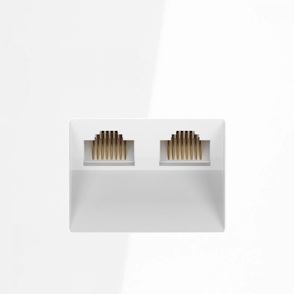 Розетка компьютерная 2-м СП S70 RJ45 + RJ45 кат.6 механизм бел. глянцевый Voltum VLS060201