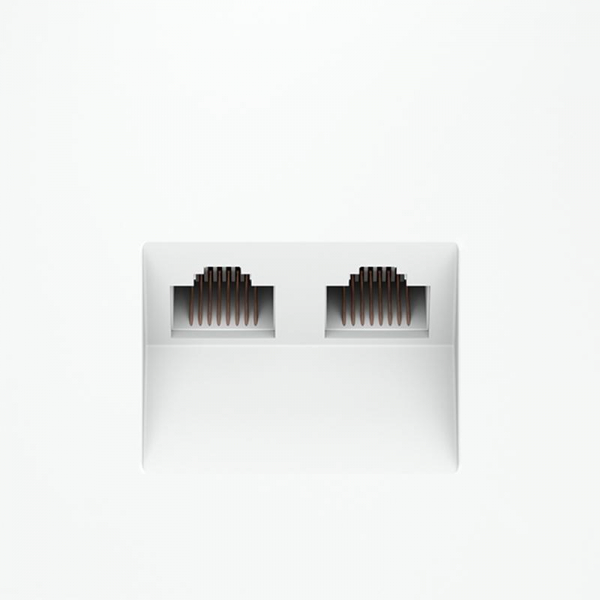 Розетка компьютерная 2-м СП S70 RJ45 + RJ45 кат.6 механизм бел. матов. Voltum VLS060202