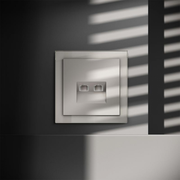 Розетка компьютерная 2-м СП S70 RJ45 + RJ45 кат.6 механизм кашемир Voltum VLS060203