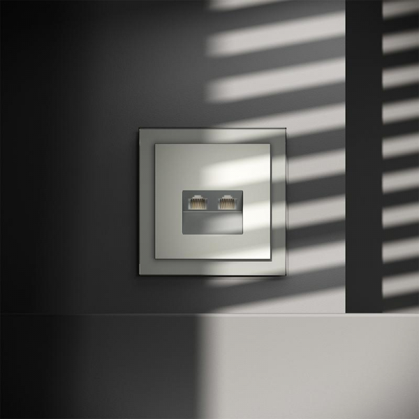 Розетка компьютерная 2-м СП S70 RJ45 + RJ45 кат.6 механизм сталь Voltum VLS060205