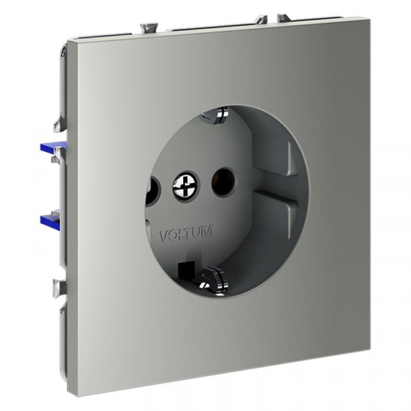 Розетка 1-м СП S70 16А с заземл. механизм сталь Voltum VLS040105