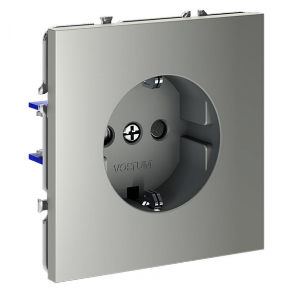 Розетка 1-м СП S70 16А с заземл. защ. шторки механизм сталь Voltum VLS040205
