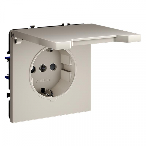 Розетка 1-м СП S70 16А с заземл. защ. шторки + крышка механизм кашемир Voltum VLS040303