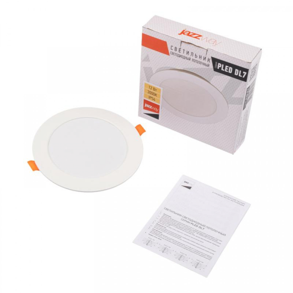 Светильник светодиодный PLED DL7 12Вт 3000К IP54 1020лм WH встраив. бел. Pro JazzWay 5069060