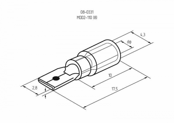 Клемма плоская изол. (штекер) (VM 2-110(8)) REXANT 08-0331
