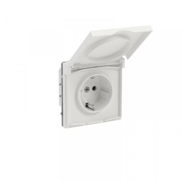 Розетка силовая KANT IP44 2P+E защ. шторки с крышкой бел. песок DKC 7010013