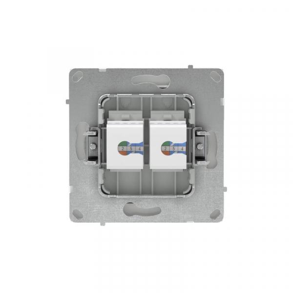 Розетка компьютерная 2-м KANT RJ45 кат.6A без шторки бел. магнолия DKC 7000674
