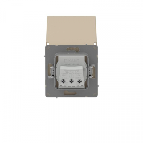 Розетка силовая KANT IP44 2P+E защ. шторки с крышкой ванильн. марципан DKC 7015013