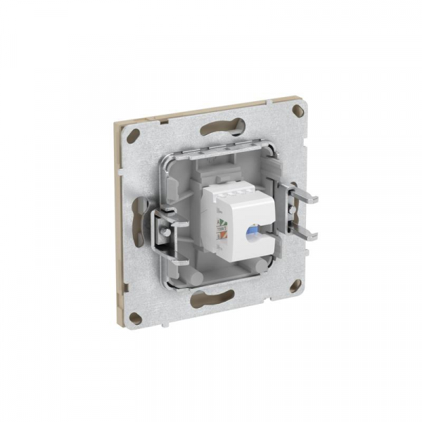 Розетка компьютерная 1-м KANT RJ45 кат.5E без шторки ванильн. марципан DKC 7015663