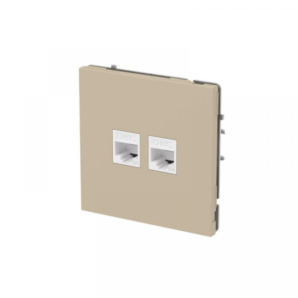 Розетка компьютерная 2-м KANT RJ45 кат.6A без шторки ванильн. марципан DKC 7015674