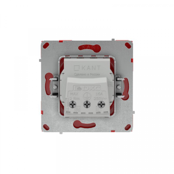 Розетка силовая KANT 2P+E защ. шторки красн. сатин DKC 7001003