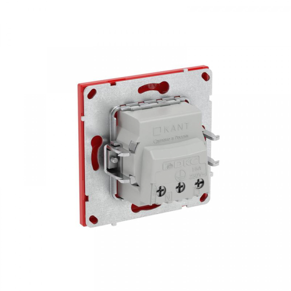 Розетка силовая KANT 2P+E без шторки красн. сатин DKC 7001033