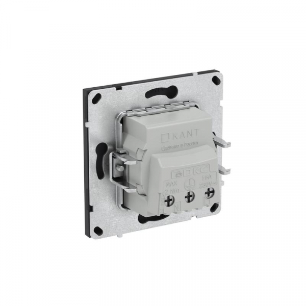 Розетка силовая KANT 2P+E защ. шторки черн. уголь DKC 7012003