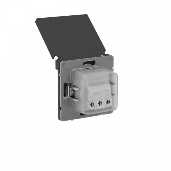 Розетка силовая KANT IP44 2P+E защ. шторки с крышкой черн. уголь DKC 7012013