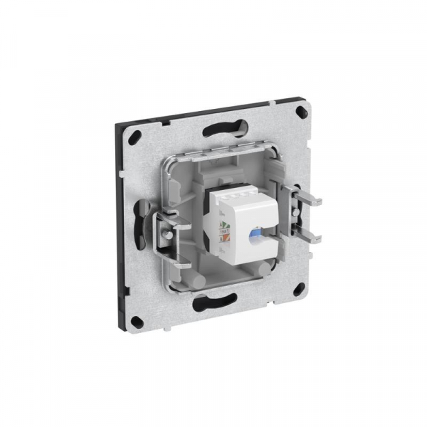 Розетка компьютерная 1-м KANT RJ45 кат.5E без шторки черн. уголь DKC 7012663