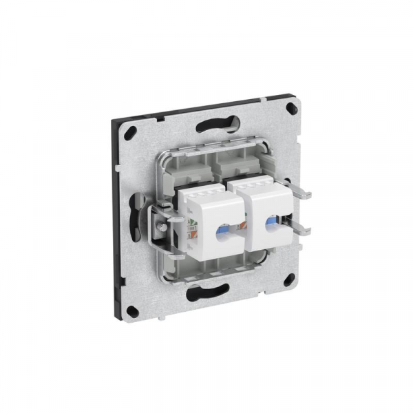Розетка компьютерная 2-м KANT RJ45 кат.6A без шторки черн. уголь DKC 7012674