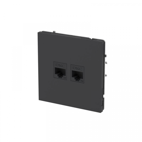 Розетка компьютерная 2-м KANT RJ45 кат.5E без шторки черн. уголь DKC 7012664