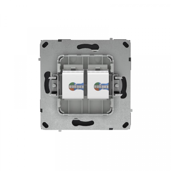 Розетка компьютерная 2-м KANT RJ45 кат.5E без шторки черн. уголь DKC 7012664