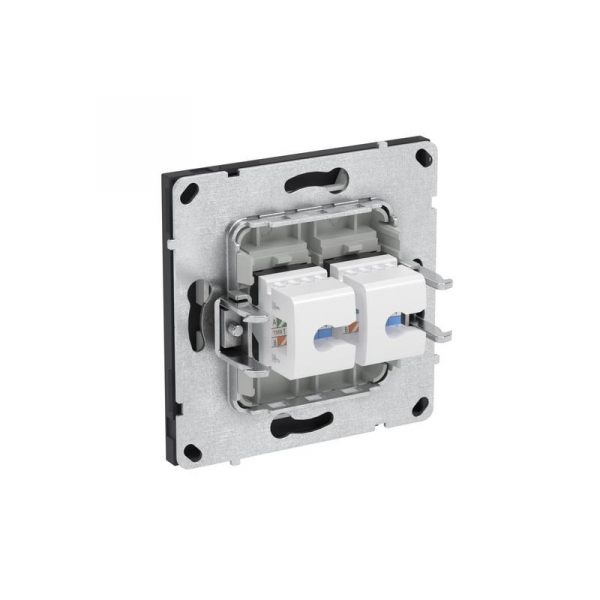 Розетка компьютерная 2-м KANT RJ45 кат.5E без шторки черн. уголь DKC 7012664