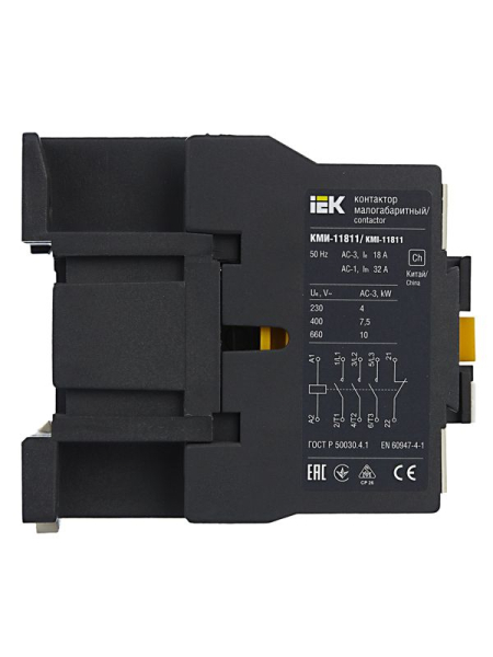 Контактор КМИ-11811 18А 230В/АС3 1НЗ KARAT IEK KKM11-018-230-01