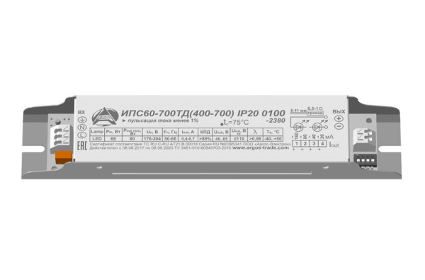 Источник питания ИПС60-700ТД(400-700I; 27-85U) IP20 0120 Аргос