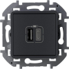 Устройство зарядное Inspiria с 2-мя USB разьемами A и C 240В/5В 3000мА антрацит IEK 673763