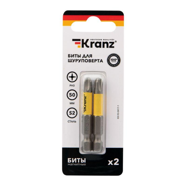 Бита для шуруповерта PH3х50мм (уп.2шт) Kranz KR-92-0417-1