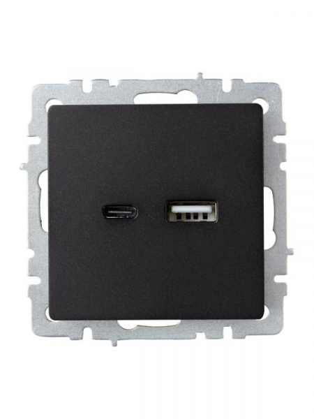 Розетка BRITE USB A+C 18Вт РЮ11-1-БрЧ механизм черн. IEK BR-U22-018-K02