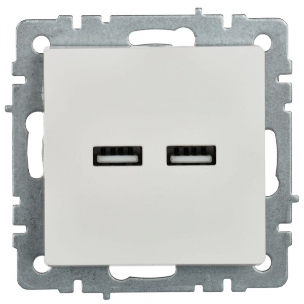 Розетка BRITE USB A+A 3.1А РЮ10-1-БрБ механизм бел. IEK BR-U21-D31-K01