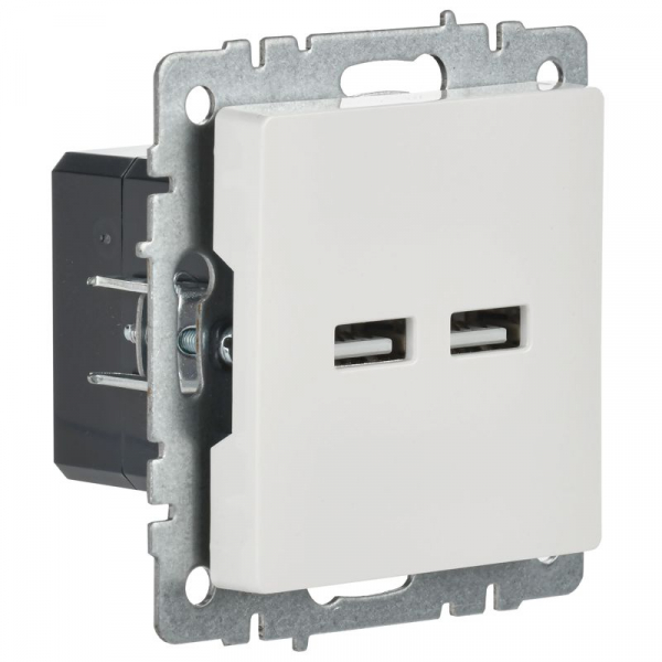 Розетка BRITE USB A+A 3.1А РЮ10-1-БрБ механизм бел. IEK BR-U21-D31-K01