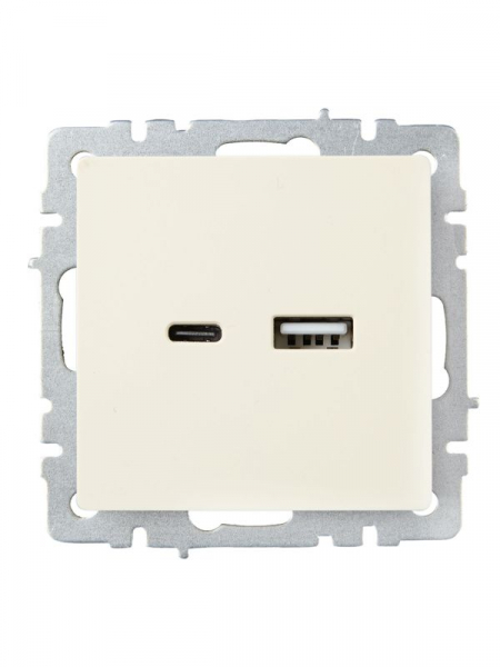 Розетка BRITE USB A+C 18Вт РЮ11-1-БрКр механизм беж. IEK BR-U22-018-K10