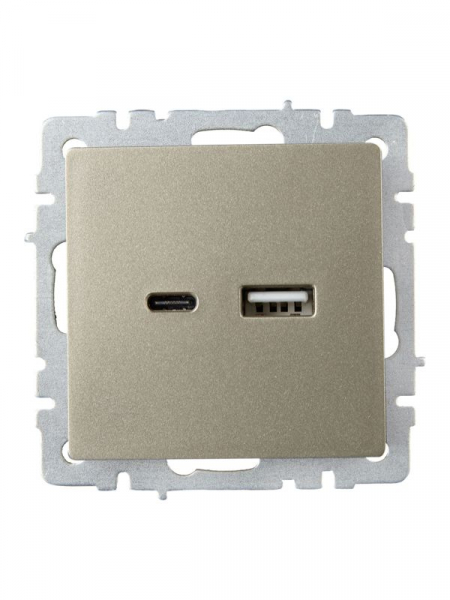 Розетка BRITE USB A+C 18Вт РЮ11-1-БрШ механизм шампань IEK BR-U22-018-K37