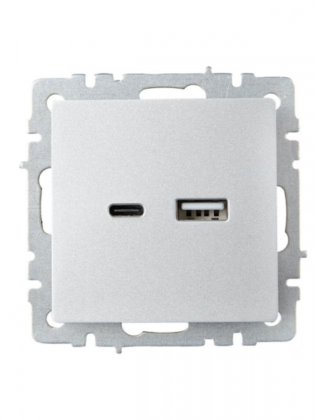 Розетка BRITE USB A+C 18Вт РЮ11-1-БрА механизм алюм. IEK BR-U22-018-K47
