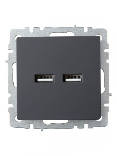 Розетка BRITE USB A+A 3.1А РЮ10-1-БрГ механизм графит IEK BR-U21-D31-K53