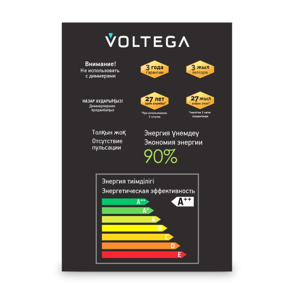 Лампа светодиодная Loft Led G125 4Вт 2500К E27 Voltega 8552