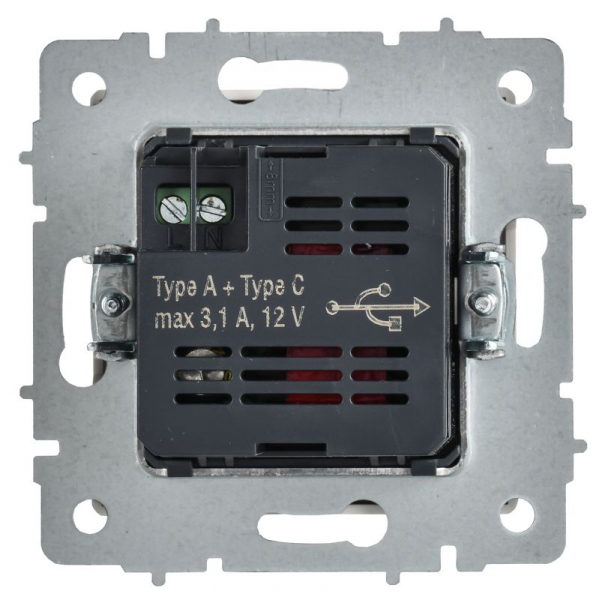 Розетка BRITE РЮ11-1-БрАБ 18Вт USB A+C механизм арктич. бел. IEK BR-U22-018-K91