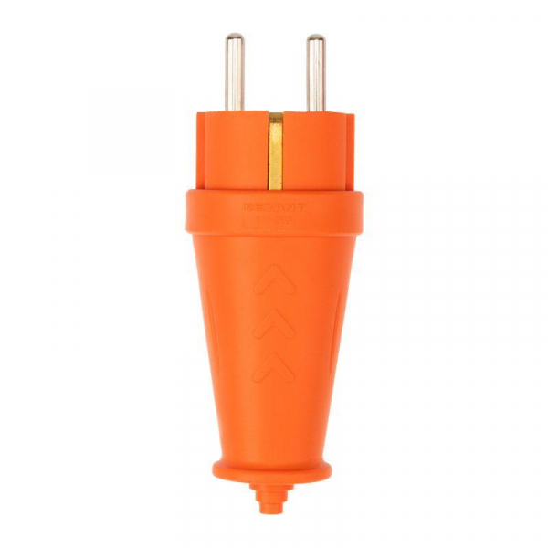 Вилка прямая влагозащ. 16А IP44 с заземл. COMPACT каучук оранж. Rexant 111-202