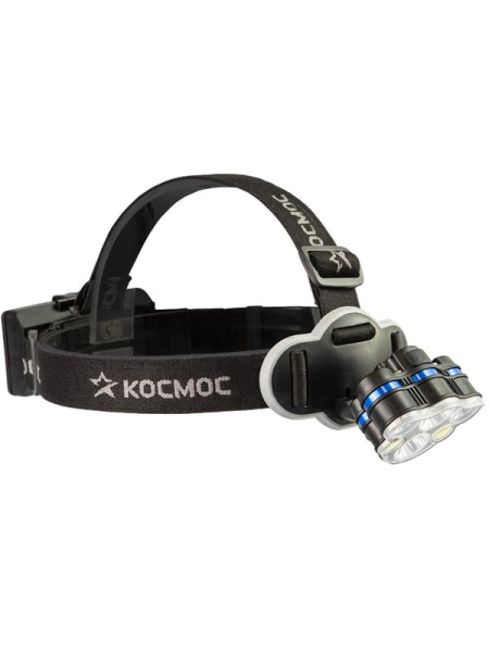 Фонарь налобный 2х4Вт T6 2х2Вт XPE 2x2Вт COB /Li-ion 2х1200мА.ч ABS пластик КОСМОС (KOC852Lit)