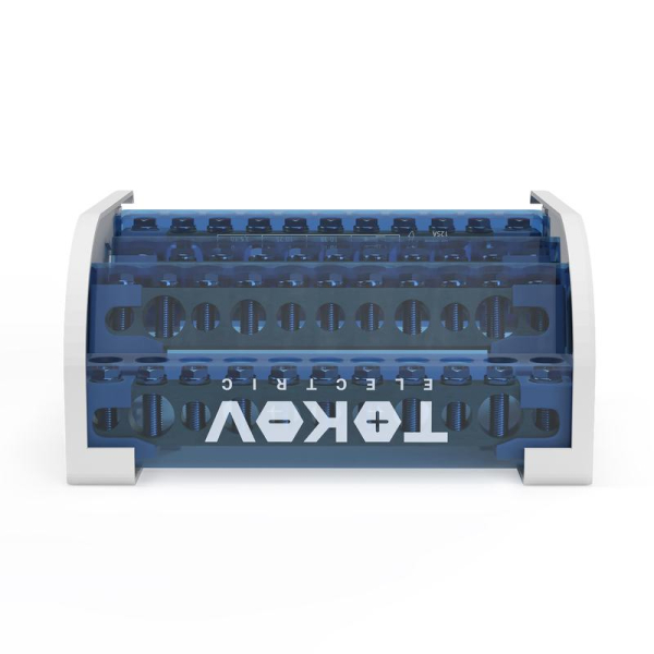 Шина на DIN-рейку в корпусе (кросс-модуль) 4 группы по 11 отверстий 125А TOKOV ELECTRICT KE-DBTB-125-4-11/3L+PEN