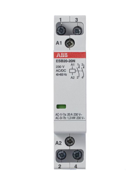 Контактор ESB20-20N-06 модульный (20А АС-1 2НО) катушка 230В AC/DC ABB 1SBE121111R0620
