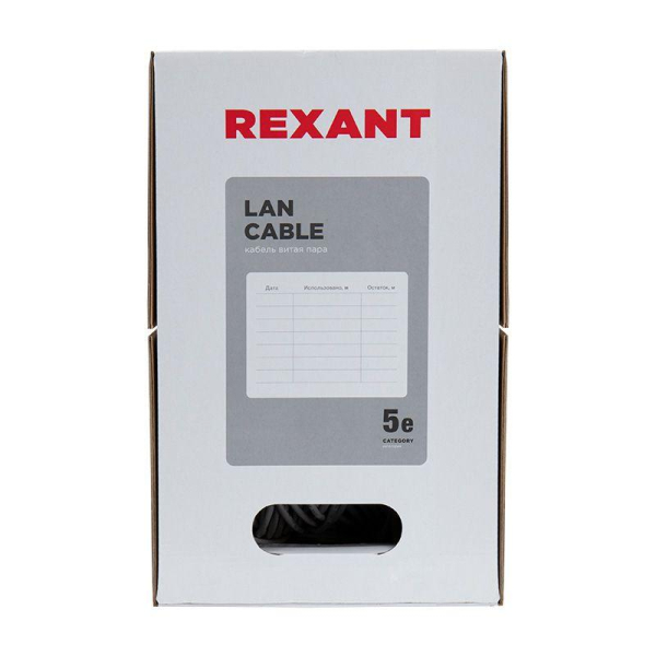 Кабель витая пара U/UTP кат.5E 4х2х24AWG LSZH нг(А)-HF INDOOR SOLID медь оранж. 305м (м) Rexant 01-0049