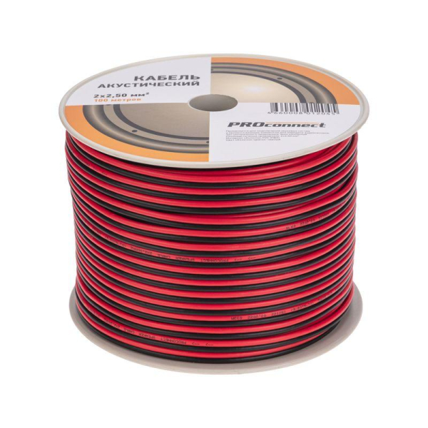 Кабель Stereo 2х2.5 красн./черн. бухта (м) PROCONNECT 01-6108-6
